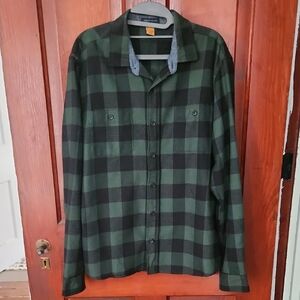 Tailor Vintage Dark Green and Black Plaid Shirt